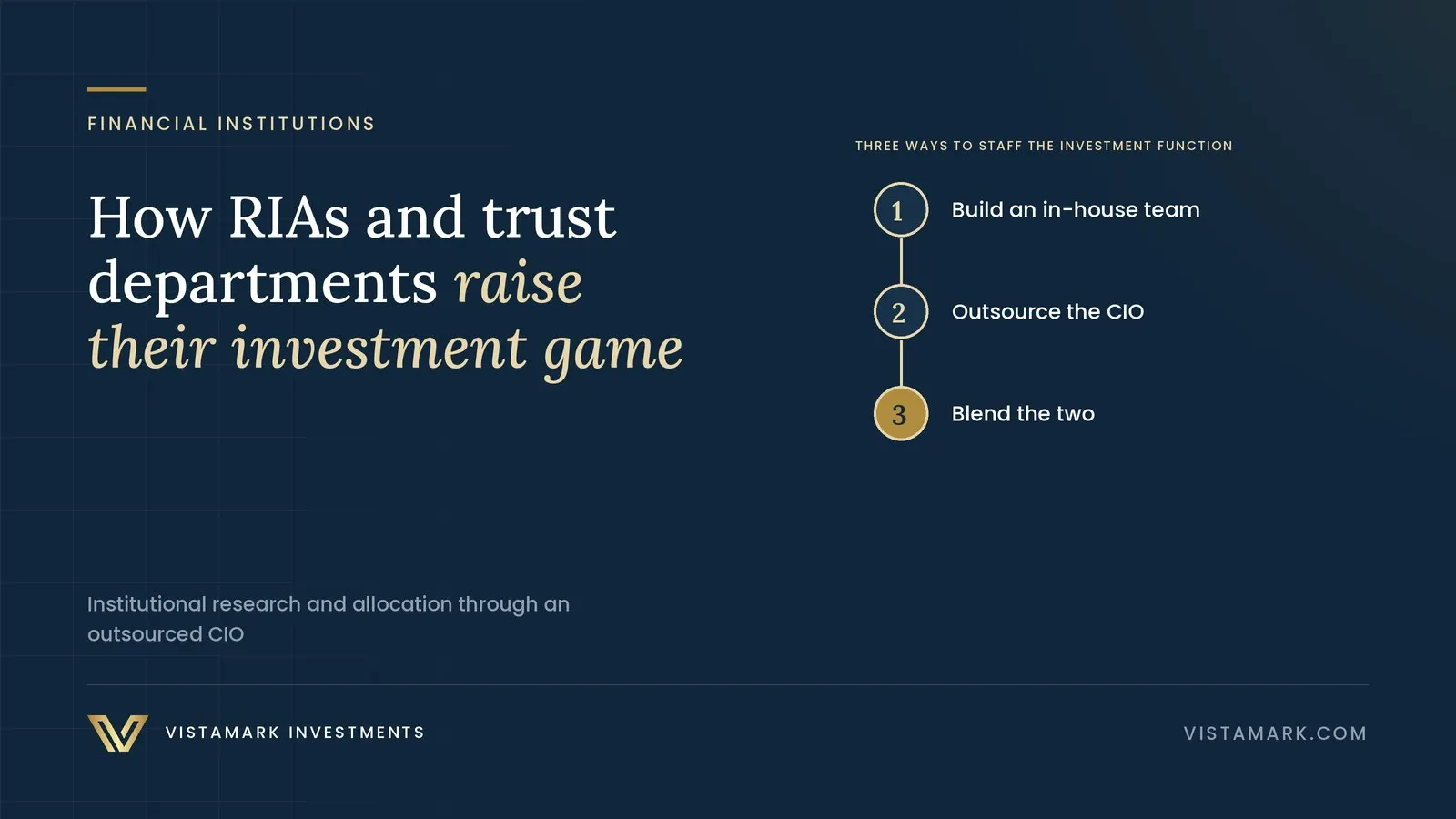 How RIAs and Bank Trust Departments Are Elevating Their Investment Game Through Outsourced CIO Solutions — Vistamark Investments
