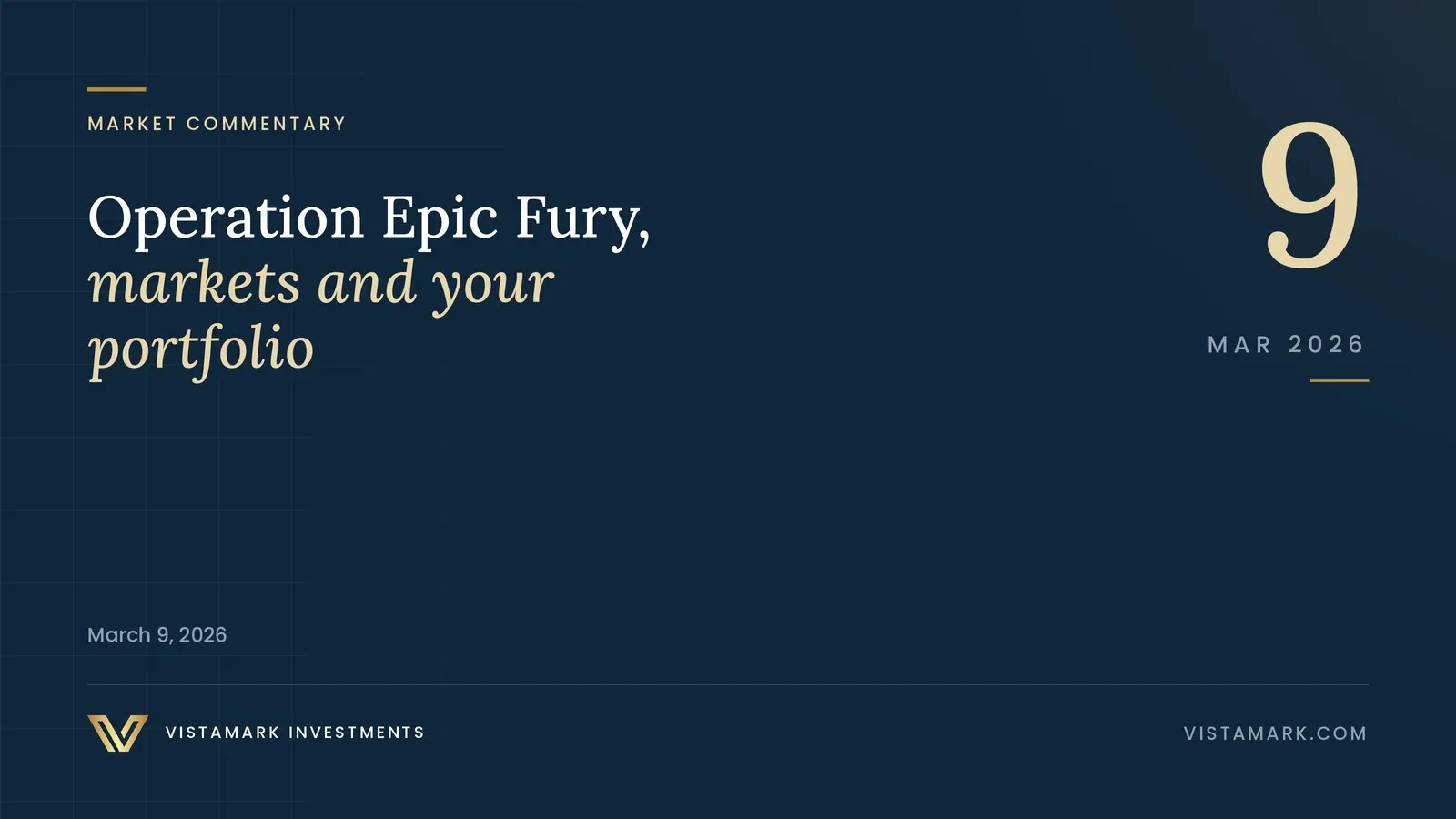 Operation Epic Fury, Markets, and Your Portfolio – March 9, 2026 — Vistamark Investments