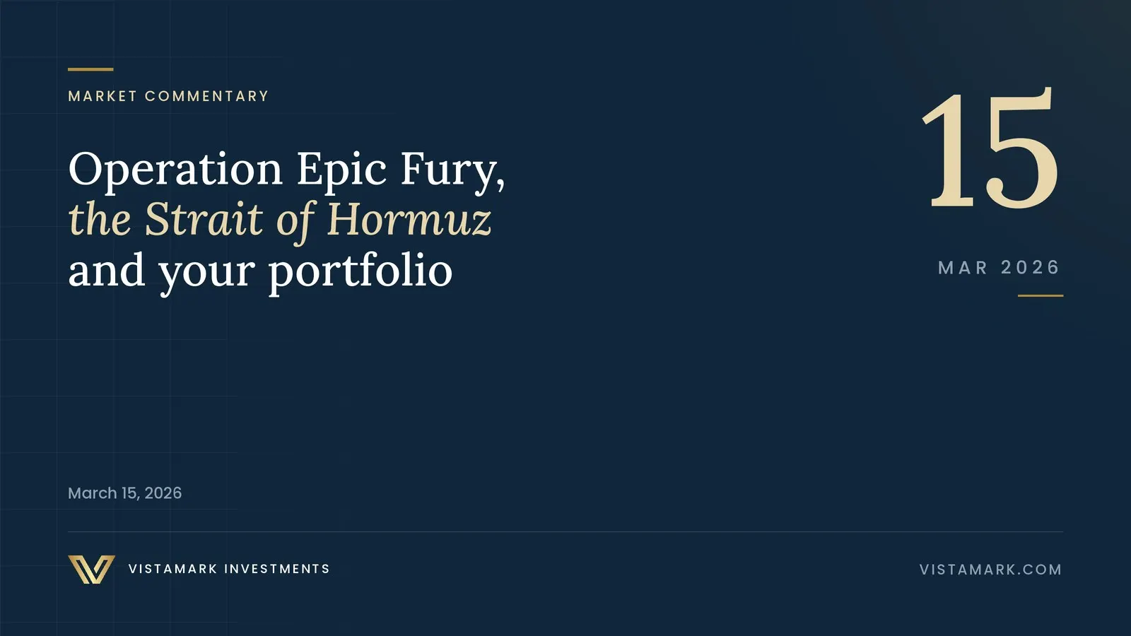 Operation Epic Fury, the Strait of Hormuz, and Your Portfolio – March 15, 2026 — Vistamark Investments