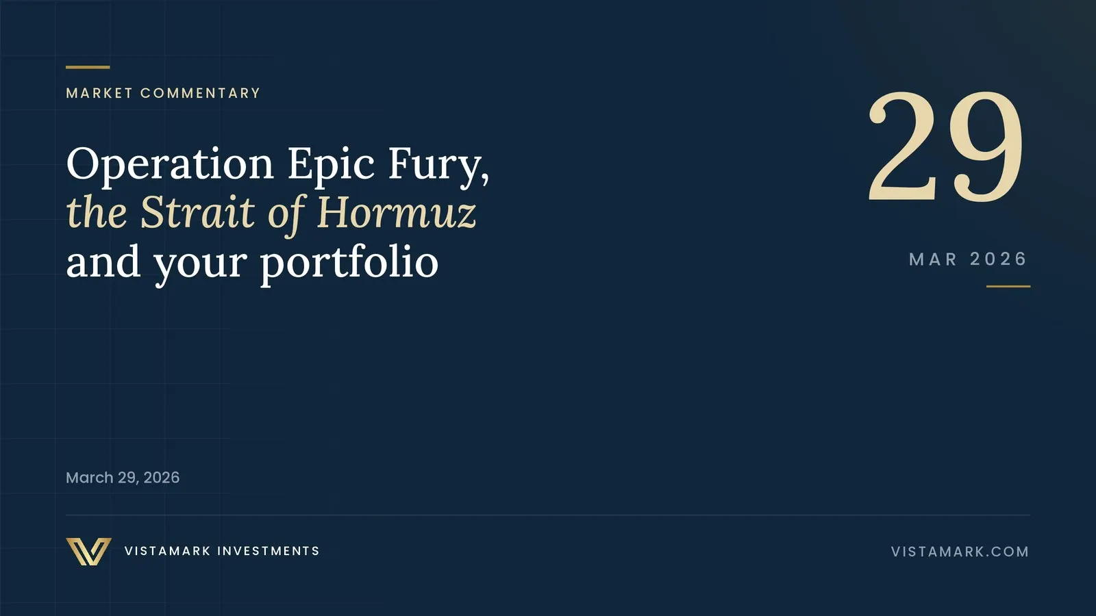 Operation Epic Fury, the Strait of Hormuz, and Your Portfolio – March 29, 2026 — Vistamark Investments