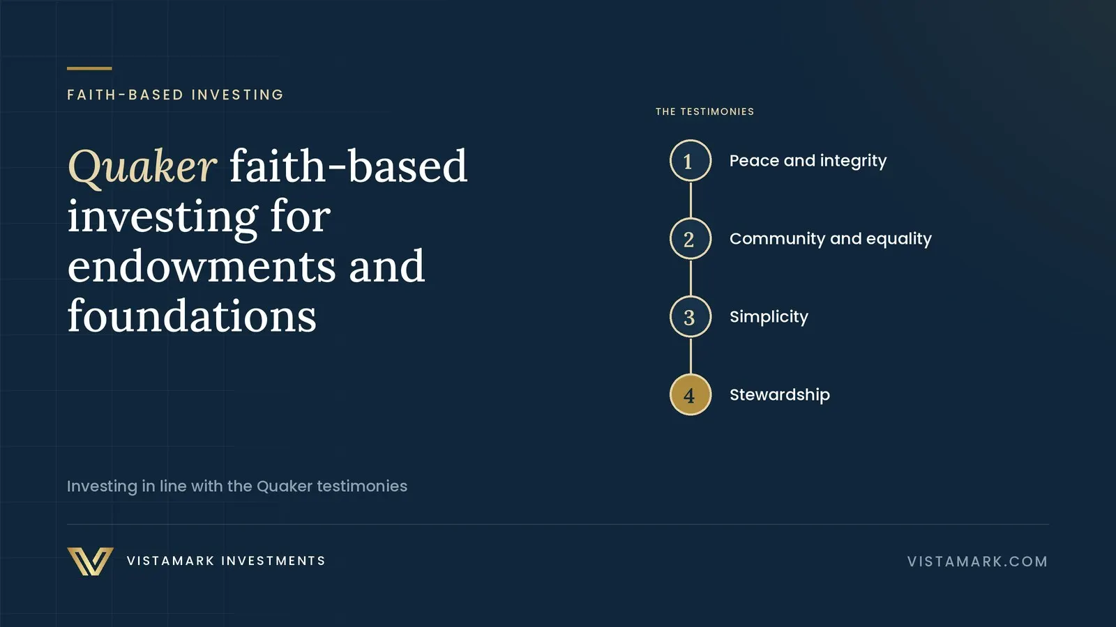 Quaker Faith-Based Investing for Endowments and Foundations: A Comprehensive Guide — Vistamark Investments
