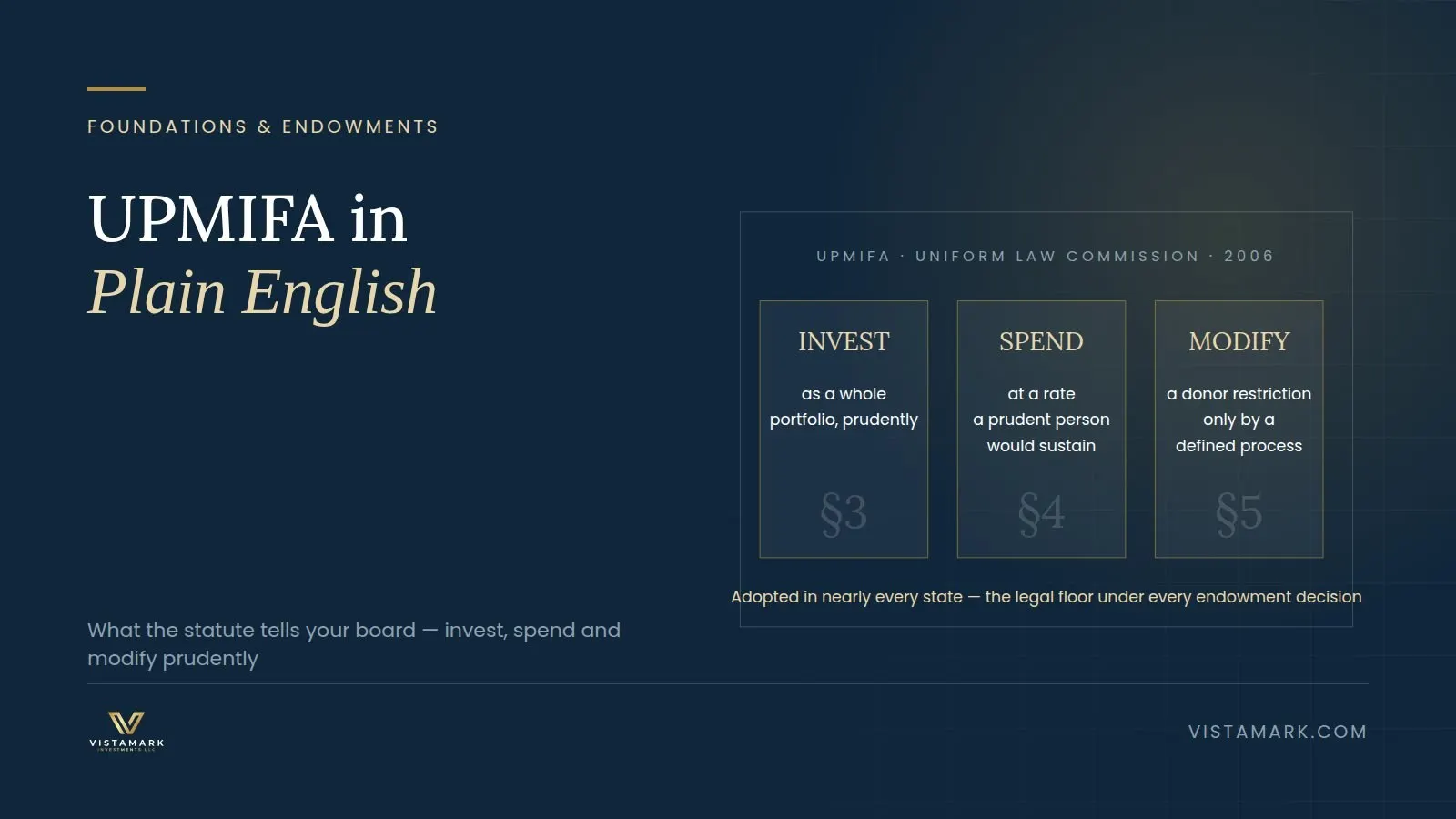 UPMIFA in Plain English — Vistamark Investments